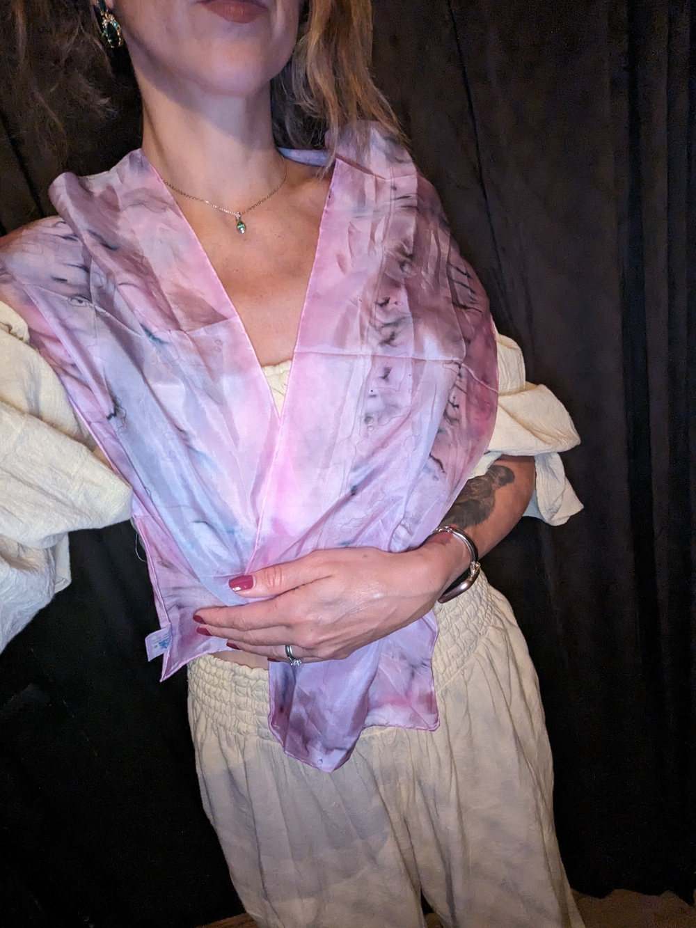 Vintage Triangle In Shanghai China 100% Silk Hand Rolled Scarf